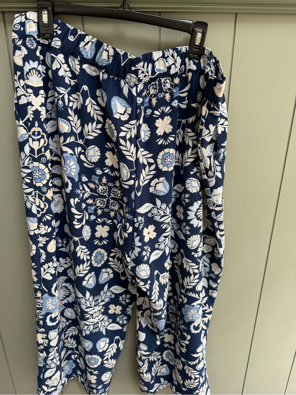 croft & barrow Navy Blue Floral Pull-On Wide Leg Pants